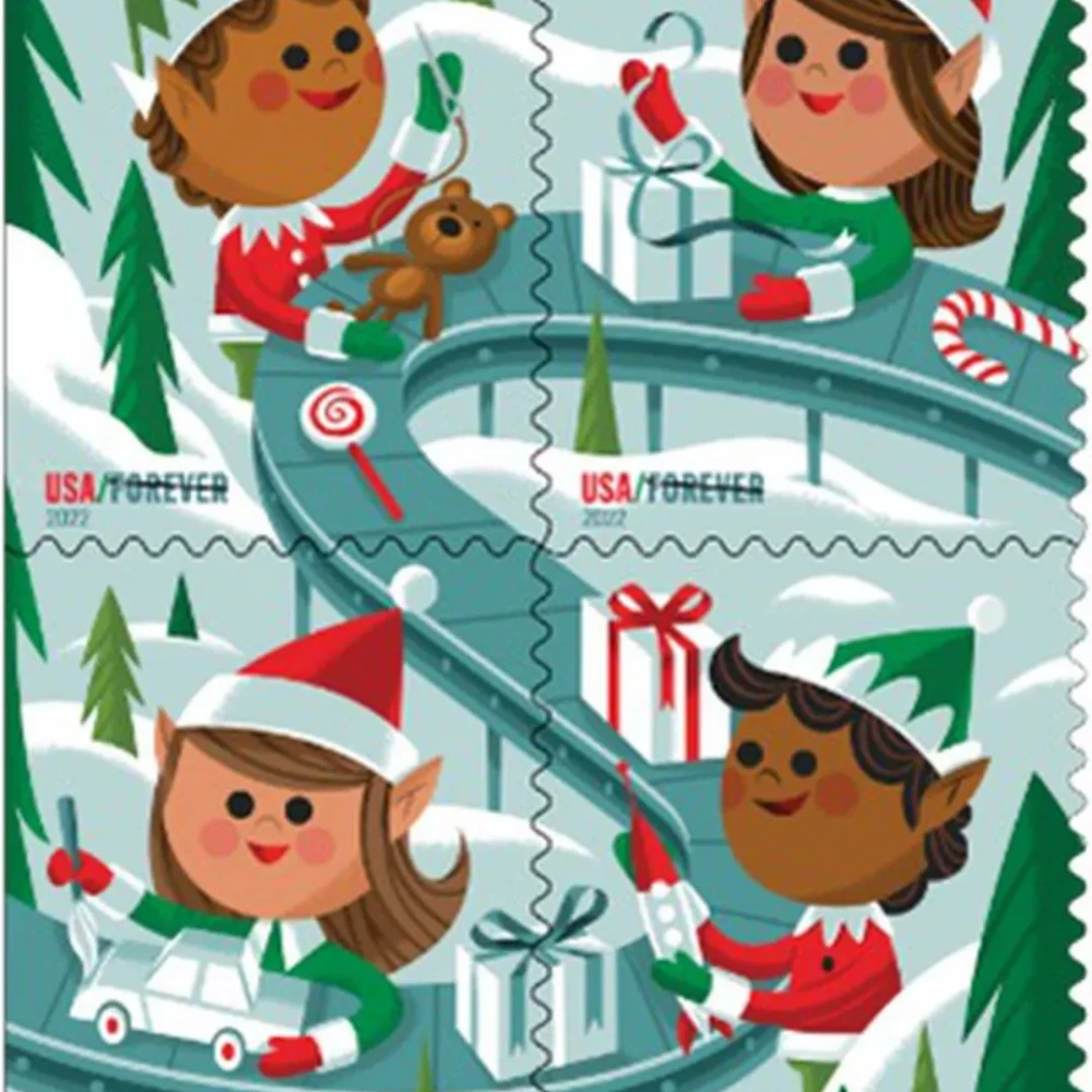 2022 USPS Holiday Elves Forever Postage Stamps