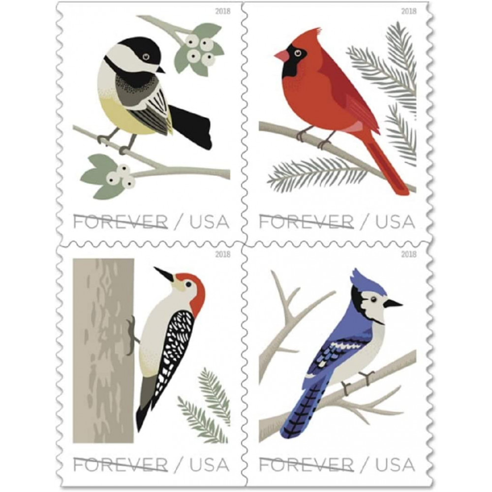 2018 USPS Forever Stamp Sheets Featuring Birds ( Birds in Winter)